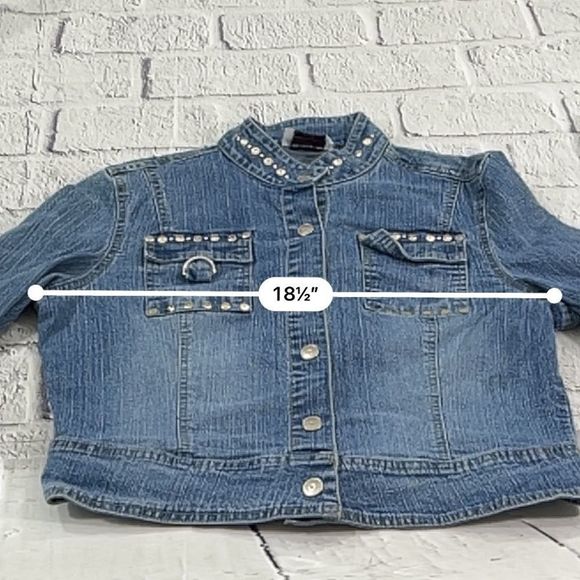Women’s Casual Kiss Blue Denim Button Down Waist Length Jean Jacket (L) U09 - Picture 9 of 11